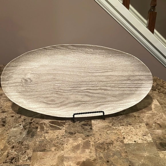Bee & Willow Faux Wood Melamine Oval Serving Tray - Picture 1 of 5